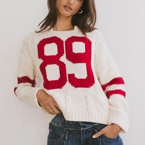 BÖHME Route Cable Knit Sweater Women's Red and White Sweater